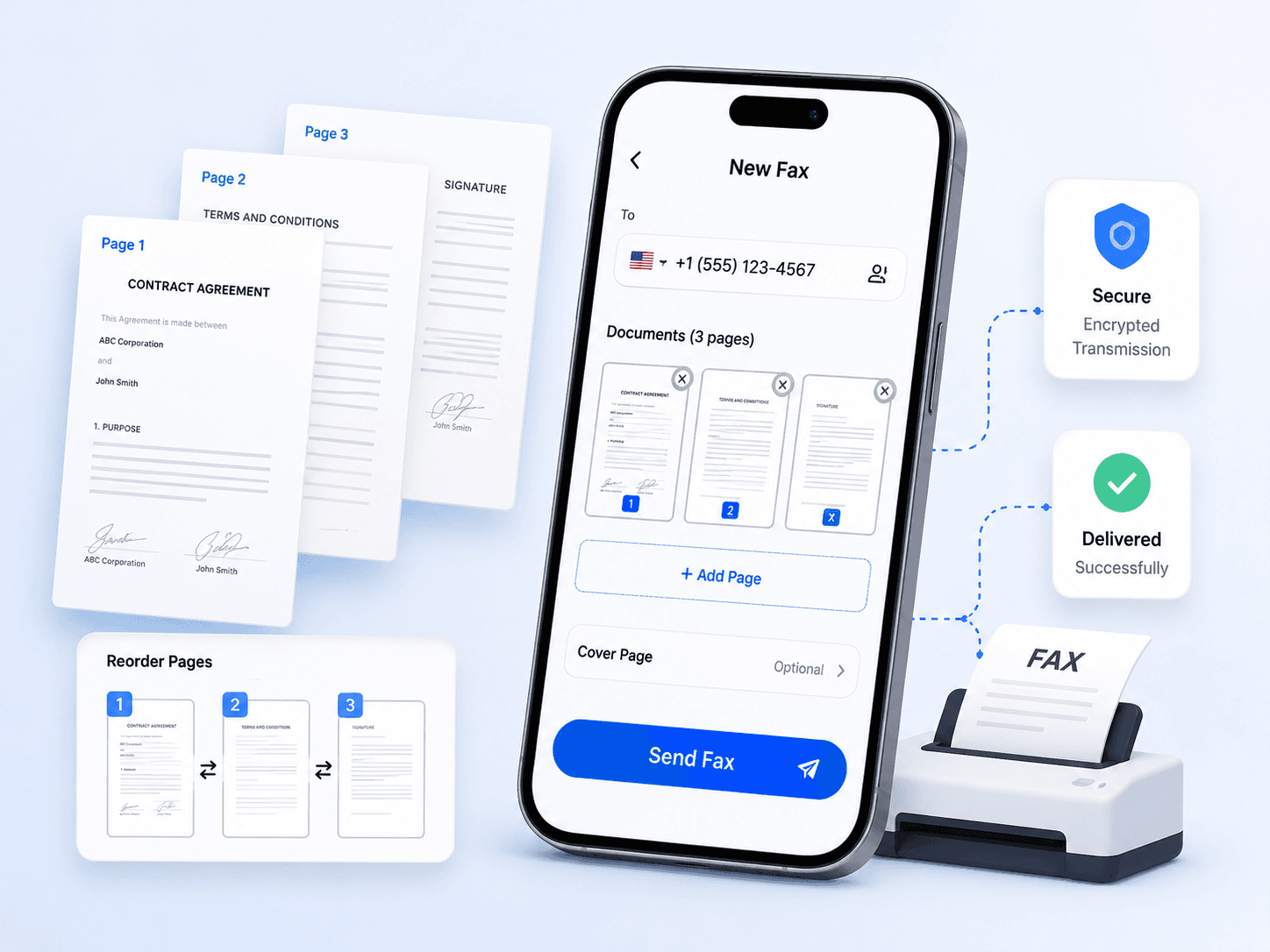 Multiple pages, one fax